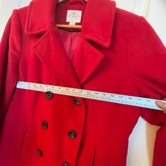 St. John's Bay Red Wool-Blend Peacoat – Size Large - Picture 7 of 13